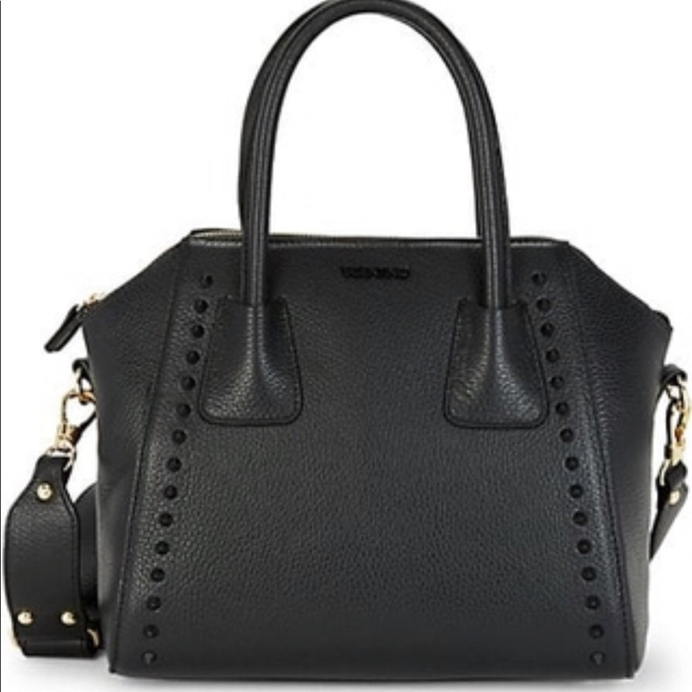 ⭕️SOLD⭕️  VALENTINO BLACK STUDDED  ROCK SATCHEL - Picture 3 of 7